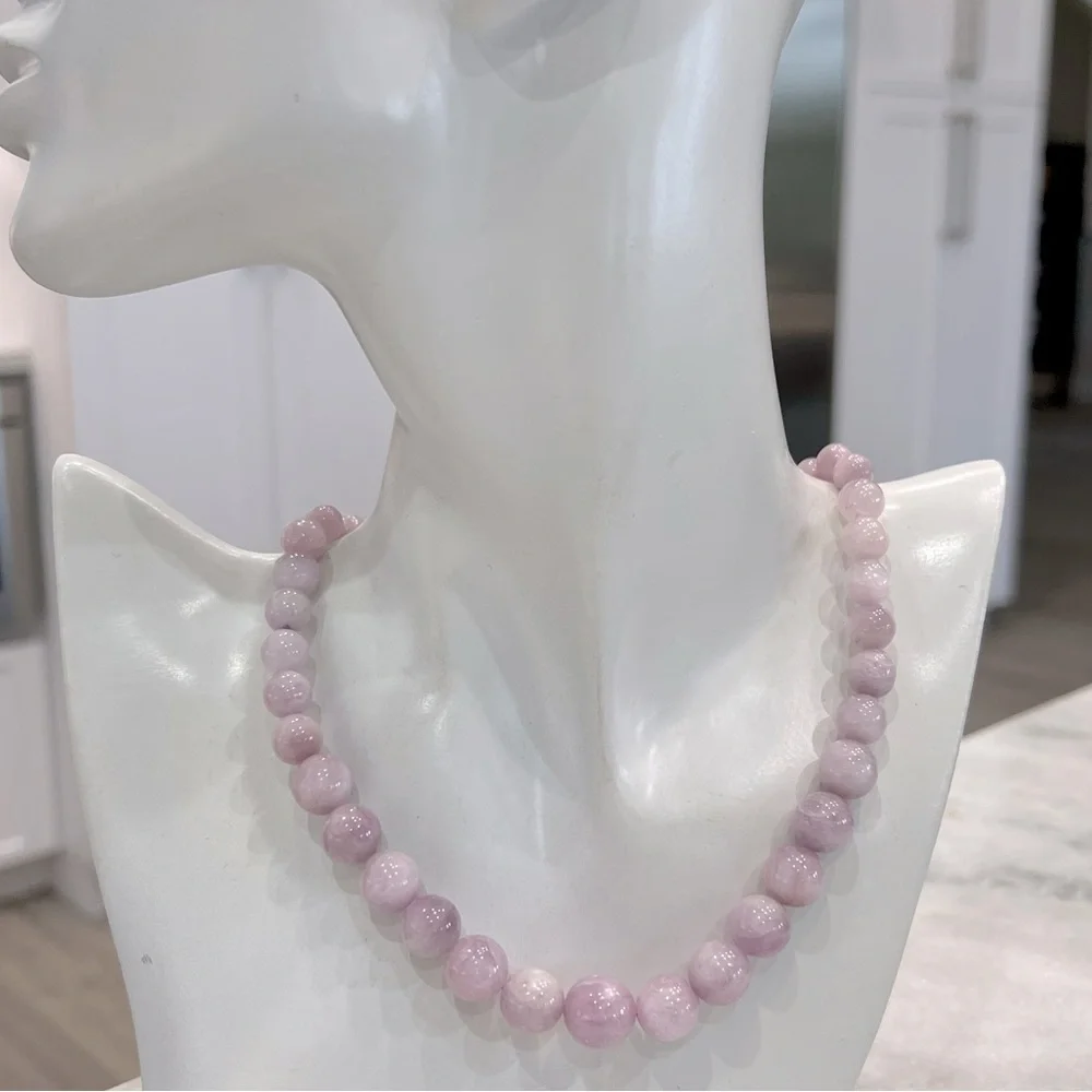 Kunzite Beaded Sterling Silver Magnetic Clasp Necklace